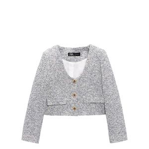 Zara Gold Button Textured Blazer